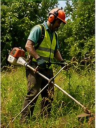 Trabajador realizando manejo de vegetación